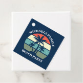 トロピカルパームツリーサンセットカスタムビーチブルーパーティー フェイバータグ (インサイチュ)