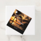 トロピカルパームツリーサンセットビーチ結婚式メッセージカード フェイバータグ (インサイチュ)