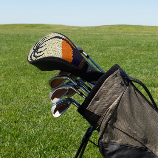 トロピカルパームツリーサンライズデザイナークロシェプリント ゴルフヘッドカバー (インサイチュ)