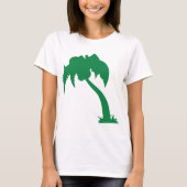 トロピカルパームツリーシルエットグリーンアイランドビーチ Tシャツ (正面)