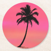 トロピカルパームツリーシルエットコースター ラウンドペーパーコースター (正面)