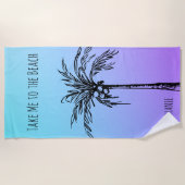 トロピカルパームツリーシルフットパーソナライズされたテ ビーチタオル (正面)