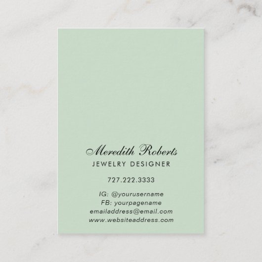 トロピカルパームツリージュエリーイヤリングディスプレイカード 名刺 (裏面)