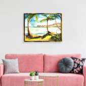 トロピカルパームツリーズとビーチキャンバスプリント キャンバスプリント (インサイチュ (リビング))