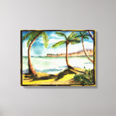 トロピカルパームツリーズとビーチキャンバスプリント キャンバスプリント (正面)