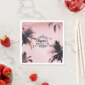 トロピカルパームツリーズアンドライツピンクビーチイビーチ スタンダードカクテルナプキン (インサイチュ)