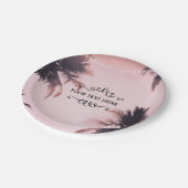 トロピカルパームツリーズアンドライツピンクビーチイビーチ ペーパープレート (アングル)