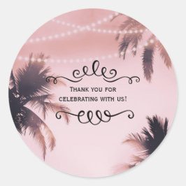 トロピカルパームツリーズアンドライツピンクビーチイビーチ ラウンドシール