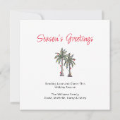 トロピカルパームツリーズイラストレーションビーチクリスマス シーズンカード (正面)