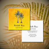 トロピカルパームツリーズイラストレーションプロフェッショナル金ゴールド スクエア名刺