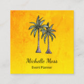 トロピカルパームツリーズイラストレーションプロフェッショナル金ゴールド スクエア名刺 (正面)