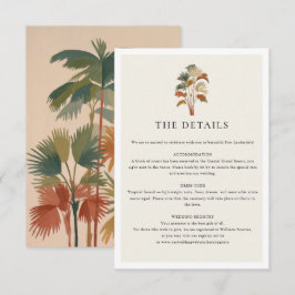 トロピカルパームツリーズウォーターカラーパステルボホ結婚ズ エンクロージャーカード
