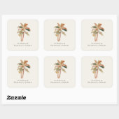 トロピカルパームツリーズウォーターカラーパステルボホ結婚ズ スクエアシール (シート)