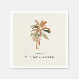 トロピカルパームツリーズウォーターカラーパステルボホ結婚ズ スタンダードカクテルナプキン