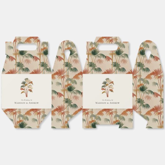トロピカルパームツリーズウォーターカラーパステルボホ結婚ズ フェイバーボックス (見開き)