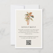 トロピカルパームツリーズウォーターカラーパステルボホ結婚ズ 出欠カード (正面)