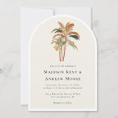 トロピカルパームツリーズウォーターカラーパステルボホ結婚ズ 招待状 (正面)