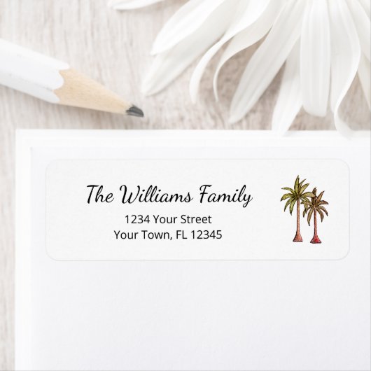 トロピカルパームツリーズエレガントビーチ差出人住所 ラベル (インサイチュ)