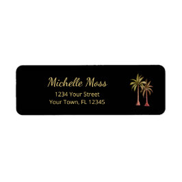 トロピカルパームツリーズエレガントブラック差出人住所 ラベル
