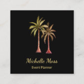 トロピカルパームツリーズエレガントプロフェッショナルブラック スクエア名刺 (正面)