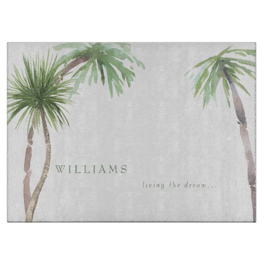 トロピカルパームツリーズカスタムリビングザドリーム カッティングボード (正面)