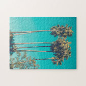 トロピカルパームツリーズカリフォルニアレトロビブ ジグソーパズル (横)