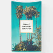 トロピカルパームツリーズカリフォルニアレトロヴィベ誕生日 横断幕 (縦)