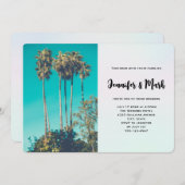 トロピカルパームツリーズカリフォルニアレトロ結婚ズ 招待状 (正面/裏面)