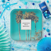 トロピカルパームツリーズカリフォルニアレトロ誕生日 ペーパープレート (パーティー)