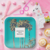 トロピカルパームツリーズカリフォルニアレトロ誕生日 ペーパープレート (パーティー)