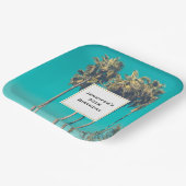 トロピカルパームツリーズカリフォルニアレトロ誕生日 ペーパープレート (傾斜あり)