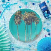 トロピカルパームツリーズカリフォルニアレトロ ペーパープレート (パーティー)