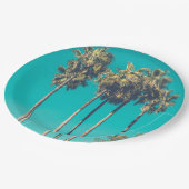 トロピカルパームツリーズカリフォルニアレトロ ペーパープレート (アングル)