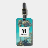 トロピカルパームツリーズカリフォルニアレトロ ラゲッジタグ (正面縦)