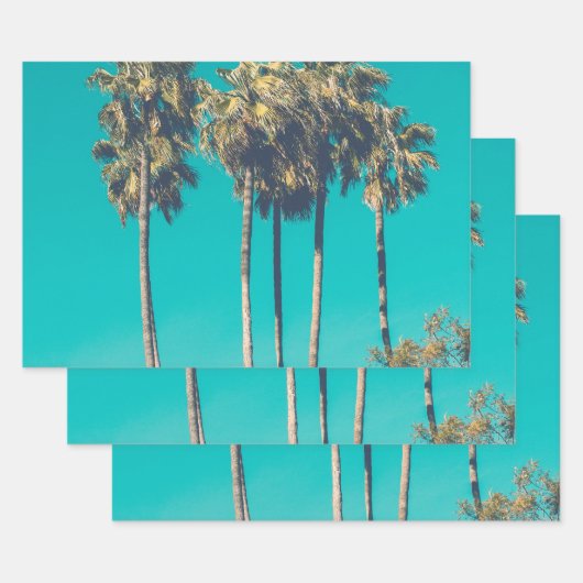 トロピカルパームツリーズカリフォルニアレトロ ラッピングペーパーシート (セット)