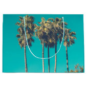 トロピカルパームツリーズカリフォルニアレトロ ラージペーパーバッグ (正面)