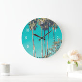 トロピカルパームツリーズカリフォルニアレトロ ラージ壁時計 (ホーム)