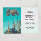 トロピカルパームツリーズカリフォルニア誕生日招待状 インビテーションポストカード (正面)