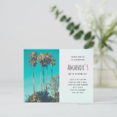 トロピカルパームツリーズカリフォルニア誕生日招待状 インビテーションポストカード (スタンド正面)