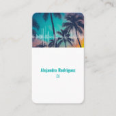 トロピカルパームツリーズサウンドウェーブビートティール（緑がかった色）DJ 名刺 (正面)