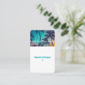 トロピカルパームツリーズサウンドウェーブビートティール（緑がかった色）DJ 名刺 (スタンド正面)