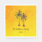 トロピカルパームツリーズサマースイムプールパーティー金ゴールド スタンダードランチョンナプキン (正面)