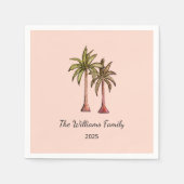 トロピカルパームツリーズサマープールパーティー赤面ピンク スタンダードカクテルナプキン (正面)
