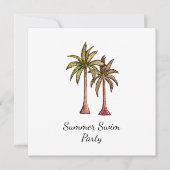 トロピカルパームツリーズサマー金ゴールドスイムプールパーティー 招待状 (正面)