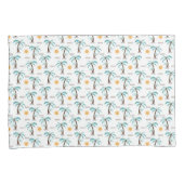 トロピカルパームツリーズサンシャインイエローティール(緑がかった色)ターコイズ 枕カバー (正面右)