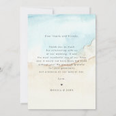 トロピカルパームツリーズサンドビーチ目的地の結婚式 サンキューカード (裏面)