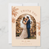 トロピカルパームツリーズサンドビーチ目的地の結婚式 サンキューカード (正面)