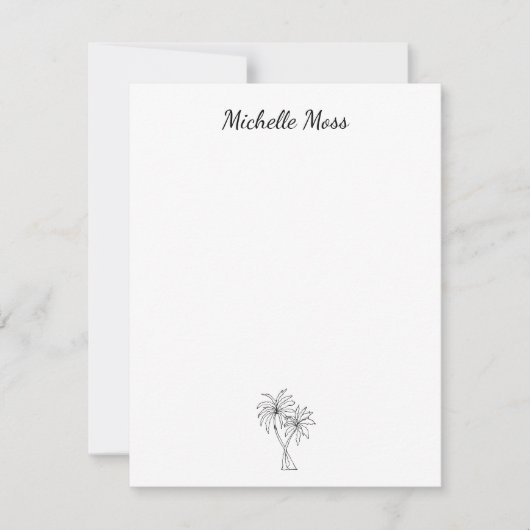 トロピカルパームツリーズシンプル白黒 ノートカード (正面)