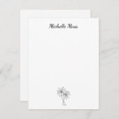 トロピカルパームツリーズシンプル白黒 ノートカード (正面/裏面)