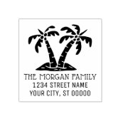 トロピカルパームツリーズシーショアビーチ名アドレス ラバースタンプ (インプリント)